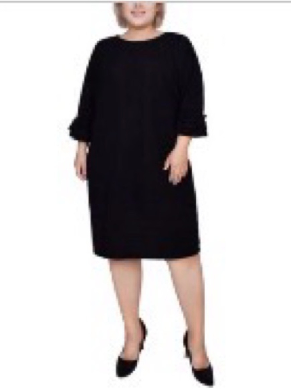 New York Collection Women’s Plus-Size Black Shift Dress - Classic Crew Neck